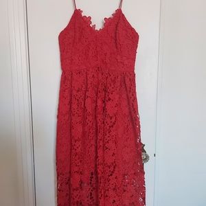 Anthropologie Donna Morgan Scarlet Lace Dress